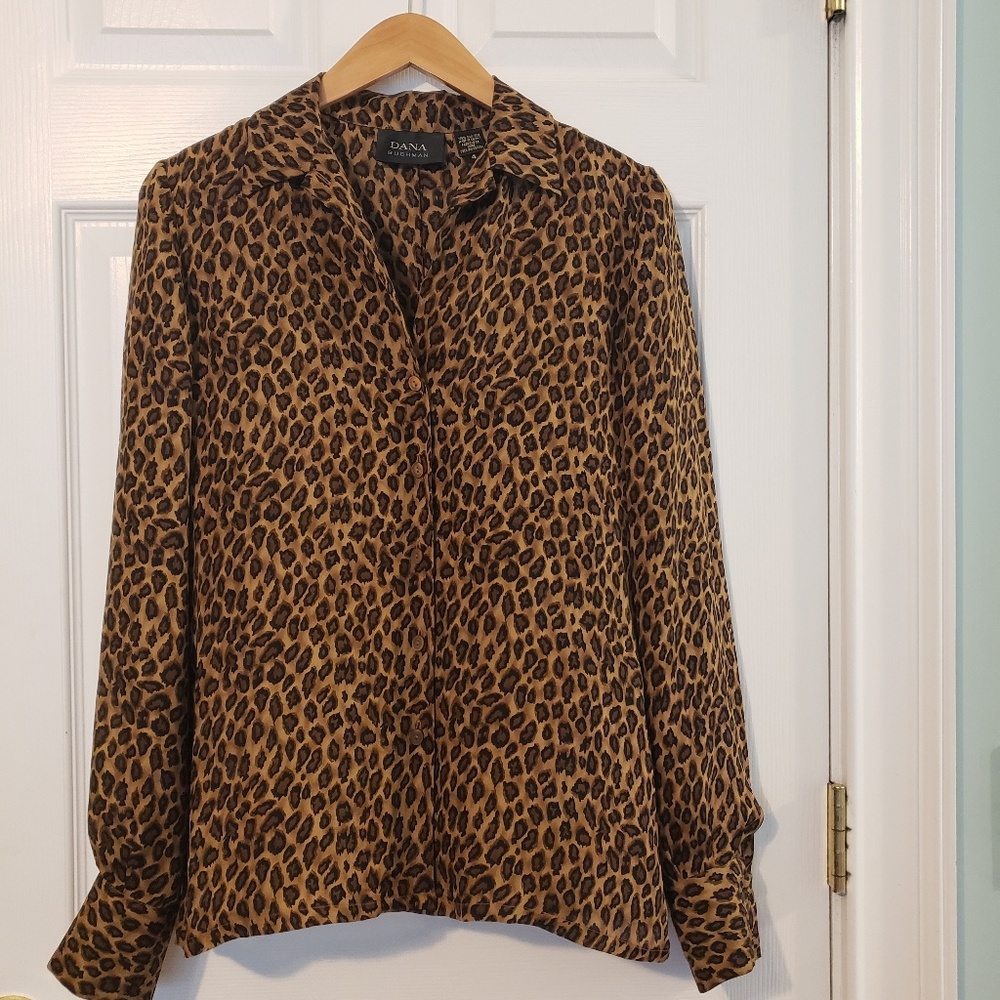 Leopard print button down shirt
